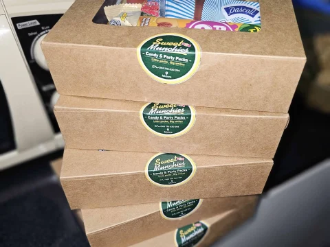 Sweet Munchies stacked kraft boxes